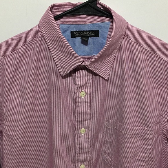 Banana Republic Button Up Soft Wash Tailored Slim Fit Shirt Red Men's Size Small - Picture 3 of 4